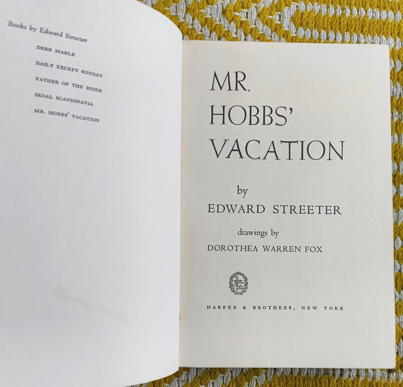 Mr. Hobbs' Vacation by Edward Streeter - Vintage Fiction Book