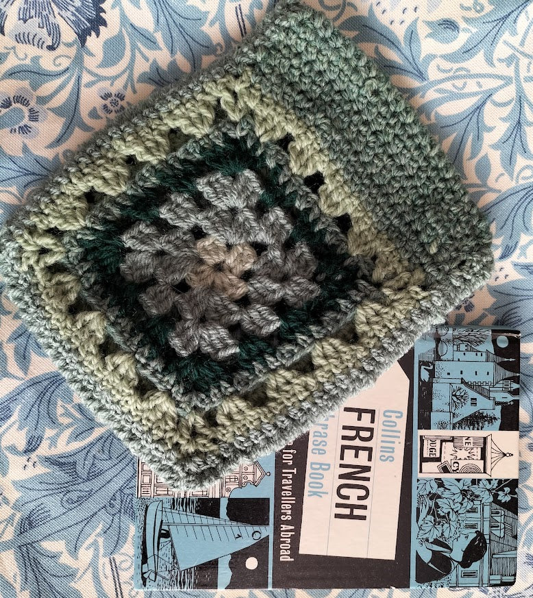 Crochet Book Cover - shades of green
