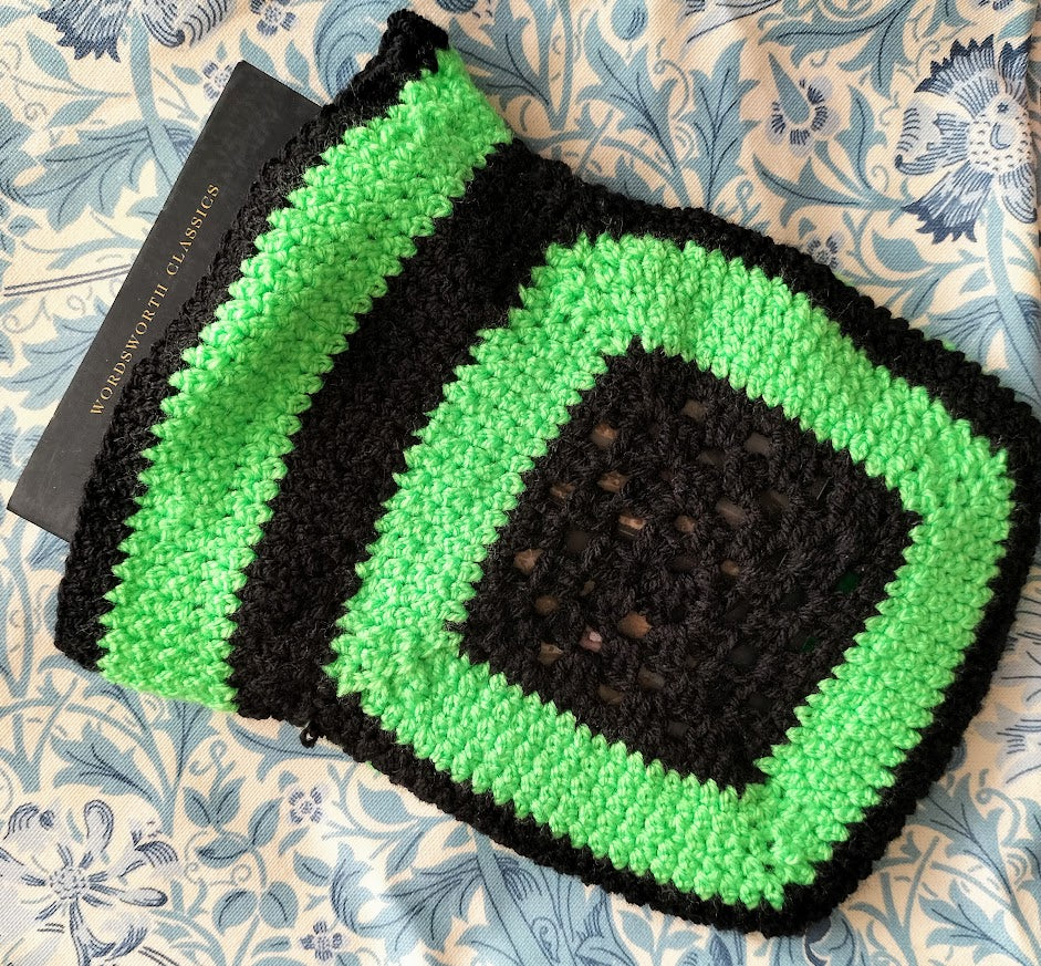 Crochet Book Cover - green and black