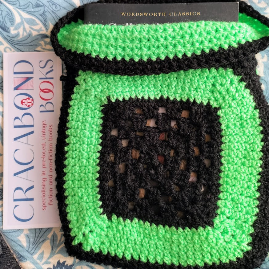 Crochet Book Cover - green and black